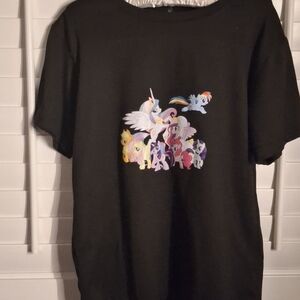 My Little Pony Black Tee with Colorful Characters